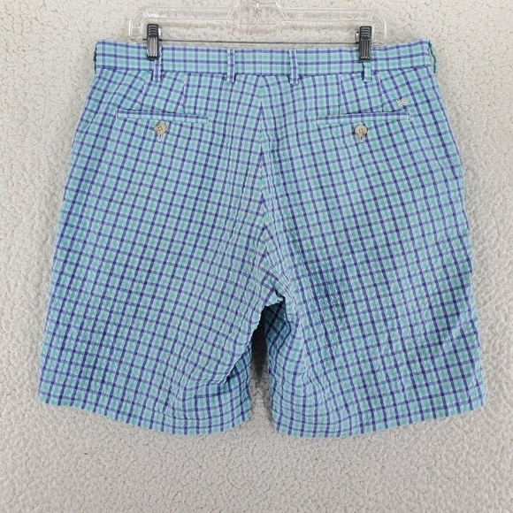 Peter Millar Shorts Mens 36 Seersucker Featherweight Purple White Plaid (37x8.5) - Picture 14 of 14